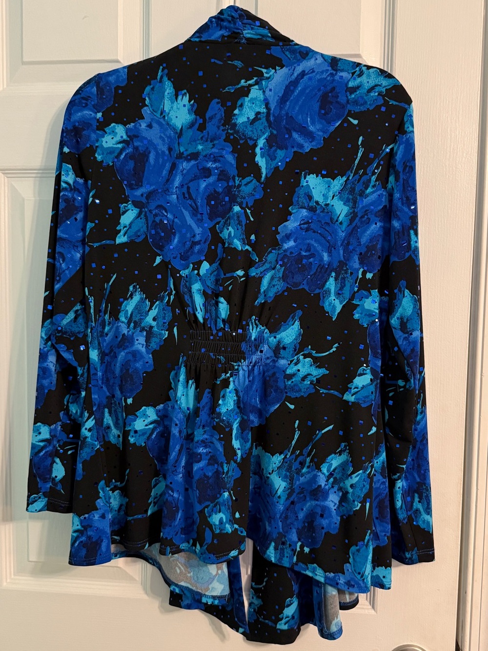 Susan Graver Blue Black Printed Jacket - Picture 3 of 3